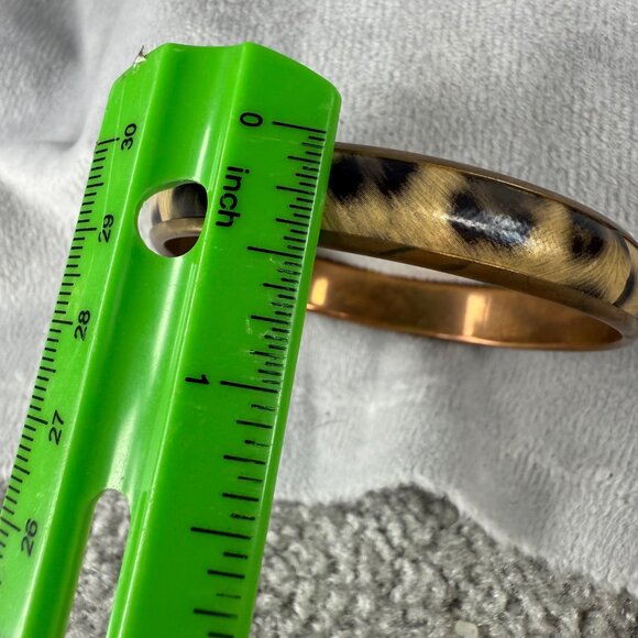 Vintage Gold-Tone Animal Print Bangle Bracelet Leopard Pattern Women - Picture 7 of 15